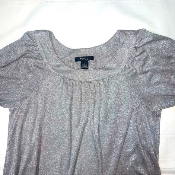 $5 ADD ON with $15+ Bundle Style & Co. Petite Top Silver Metallic Sz LP EUC - Picture 5 of 13